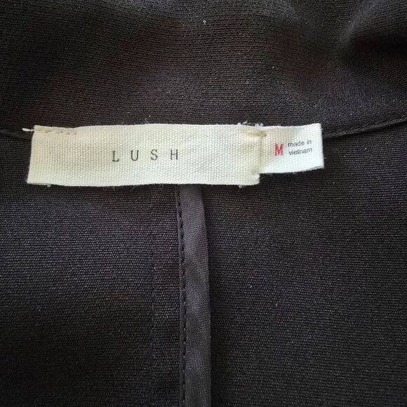 Lush Jacket Size Medium One Button Blazer Black Stretch Unlined Pockets - Picture 8 of 9